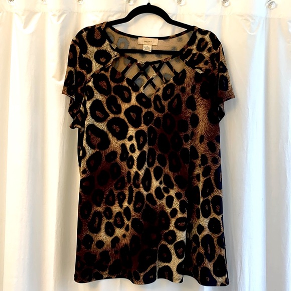 Animal Print Dress Top 1X - Picture 1 of 4